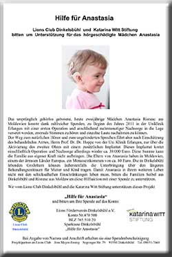 Spendenaufruf Anastasia 2011