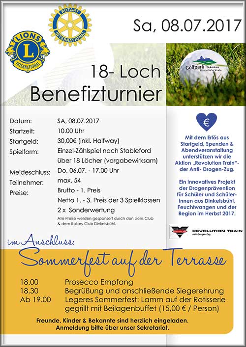 Lions Rotary Benefiz-Golfturnier 8.7.2017