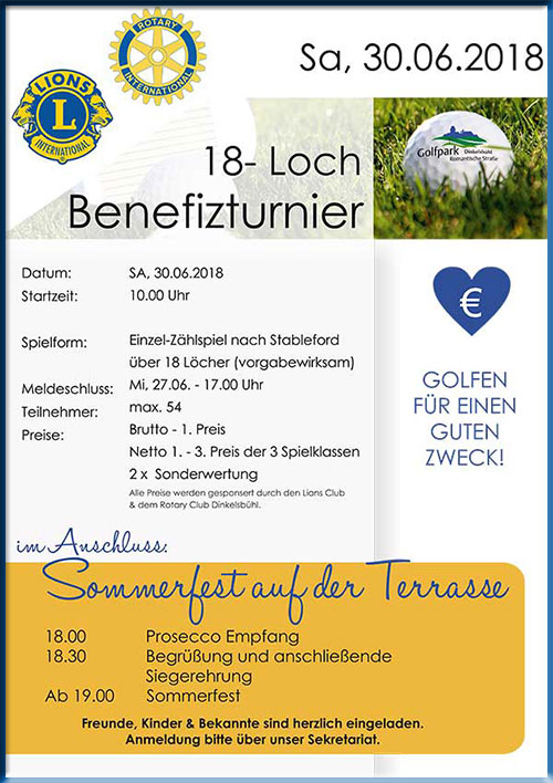 Lions Rotary Benefiz-Golfturnier 8.7.2017