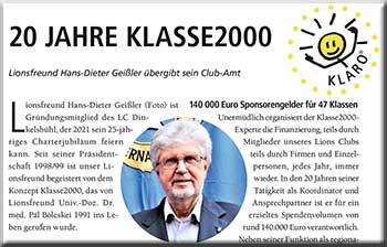 Lions Club H.D. Geißler 20 Jahre Klasse2000